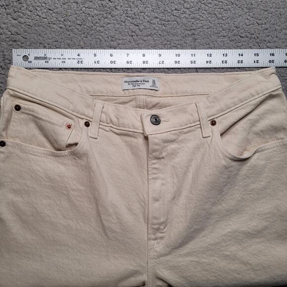 Abercrombie & Fitch Jeans 31 12 Regular Cream Denim 90s Relaxed Jean High Rise - Picture 4 of 6